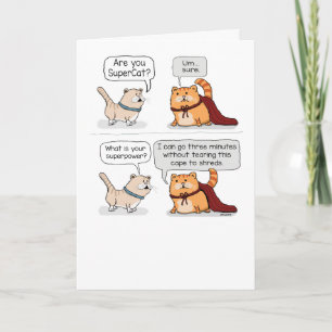 Cute Super Cat Wearing Cape Funny Birthday Card