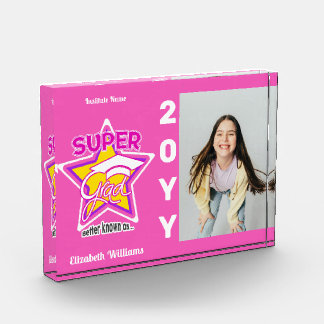 Cute Super Grad Pink - Personalise Text, Photo Block