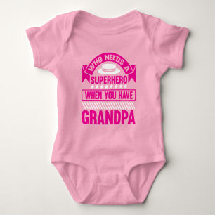 cute super hero Grandpa Granddaughter word art Baby Bodysuit