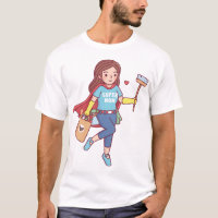 Cute Super Mom With Cleaning Tools and Groceries F