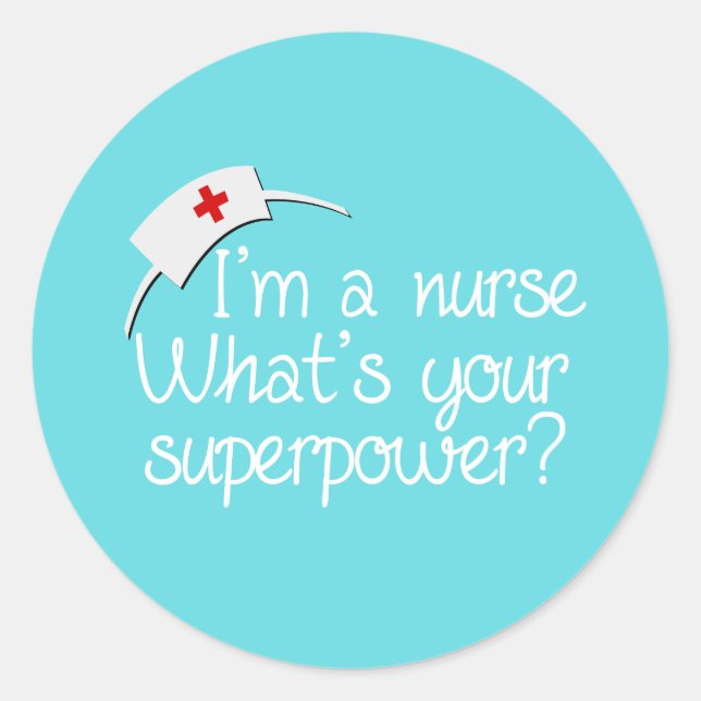 Cute Super Nurse Classic Round Sticker (Front)