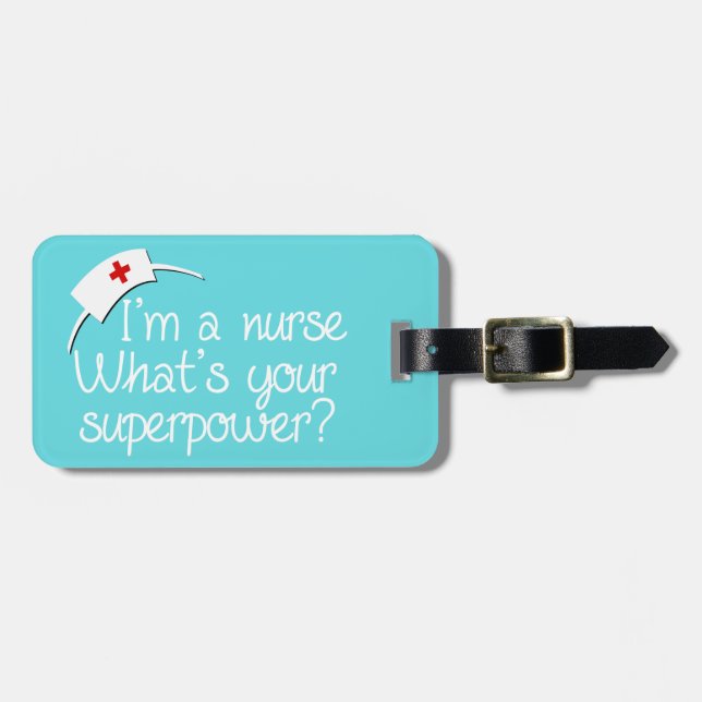Cute Super Nurse Luggage Tag (Front Horizontal)