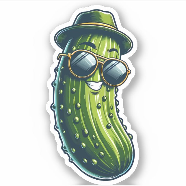 Cute Super Pickle Custom-Cut Vinyl Stickers (Front)