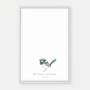Cute Superb Fairy Wren - Personalised  Post-it Notes