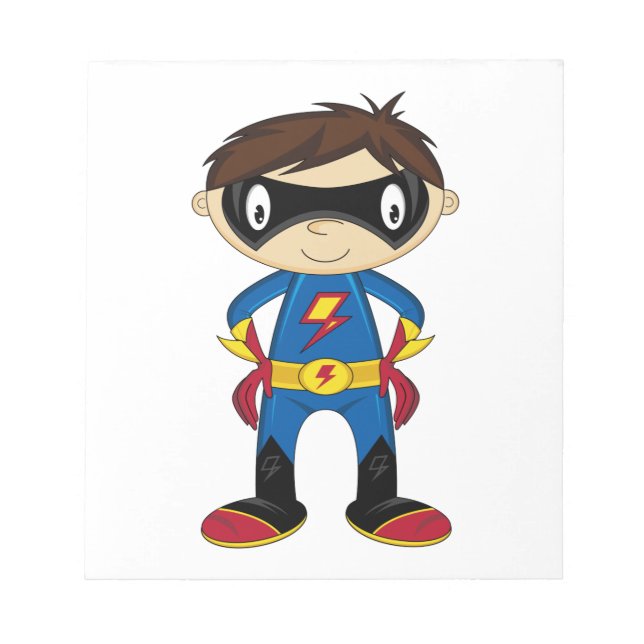 Cute Superhero Boy Notepad (Front)