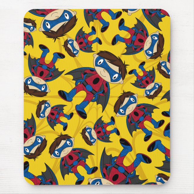 Cute Superhero Boy Pattern Mouse Mat (Front)