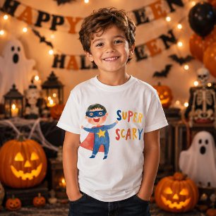 Cute Superhero Boy Super Scary Halloween T-Shirt