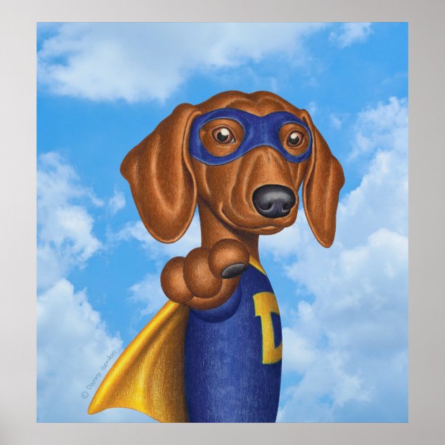 Cute Superhero Dachshund Poster (Front)
