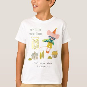 Cute Superhero Mouse Fun Kids Photo Birthday T-Shirt