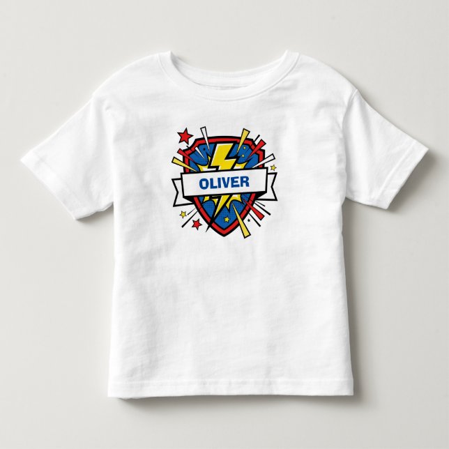 Cute Superhero Shield & Lightning Bolt Toddler T-Shirt (Front)