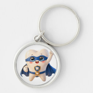 Cute Superhero Tooth Keychain Dentist Gift