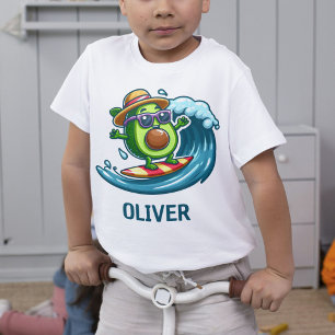 Cute Surfer Avocado Hits the Waves Personalised T-Shirt