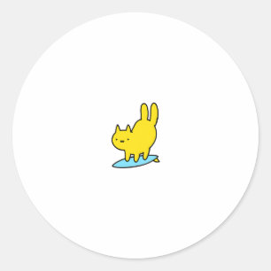 Cute Surfing Cat Classic Round Sticker