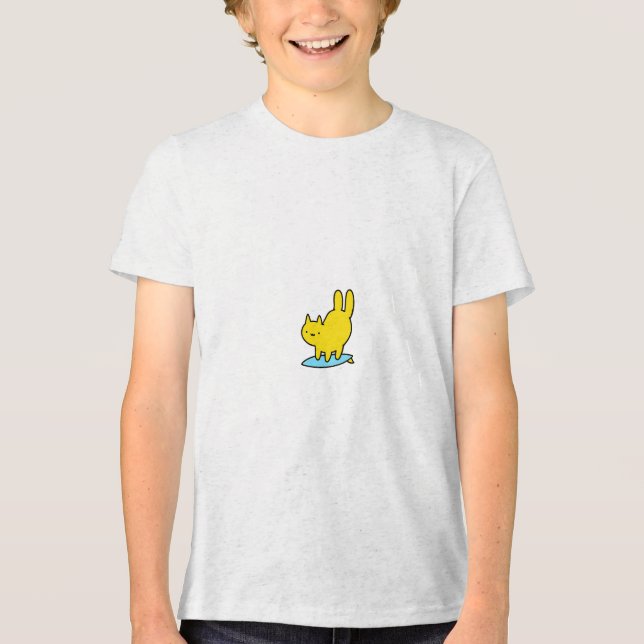 Cute Surfing Cat Tri-Blend Shirt (Front)