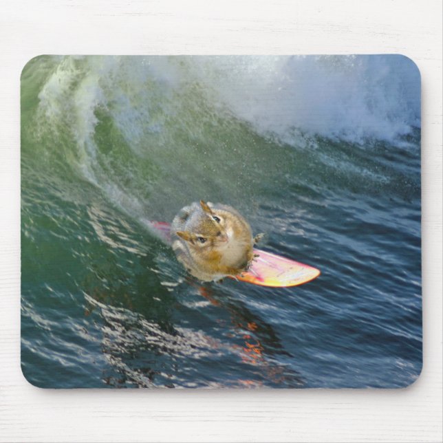 Cute Surfing Chipmunk Mouse Mat (Front)