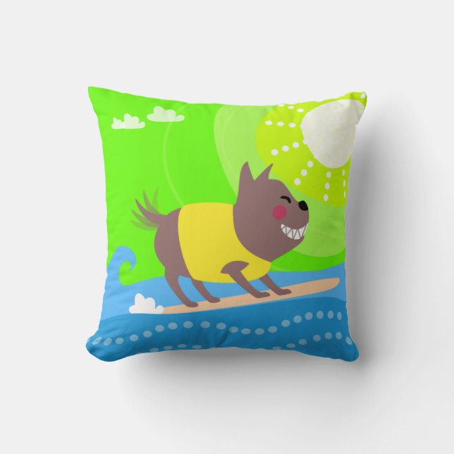 Cute Surfing Dog Cushion (Front)