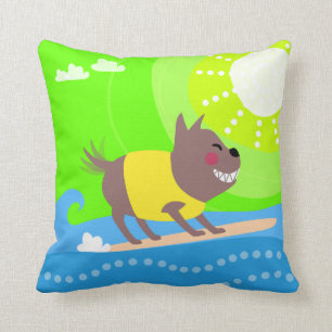 Cute Surfing Dog Cushion