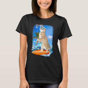 Cute Surfing Hawaiian Cat Lover Surfer Beach Summe T-Shirt
