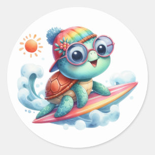 Cute Surfing Tutle Stickers
