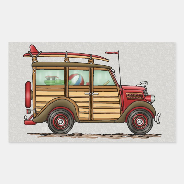 Cute Surfing Woody Rectangular Sticker (Front)