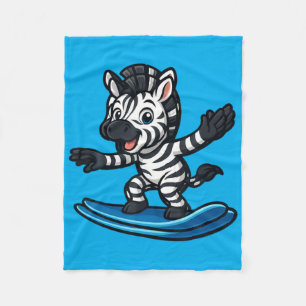 Cute Surfing Zebra Funny Animal Beach Summer Vibes Fleece Blanket