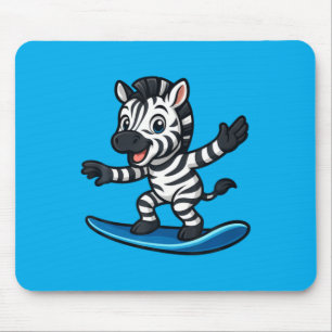 Cute Surfing Zebra Funny Animal Beach Summer Vibes Mouse Mat