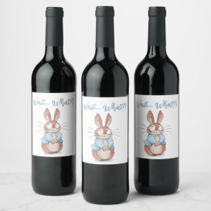 Cute Surprised Bunny Baby • Funny “Wait… What?!” Wine Label