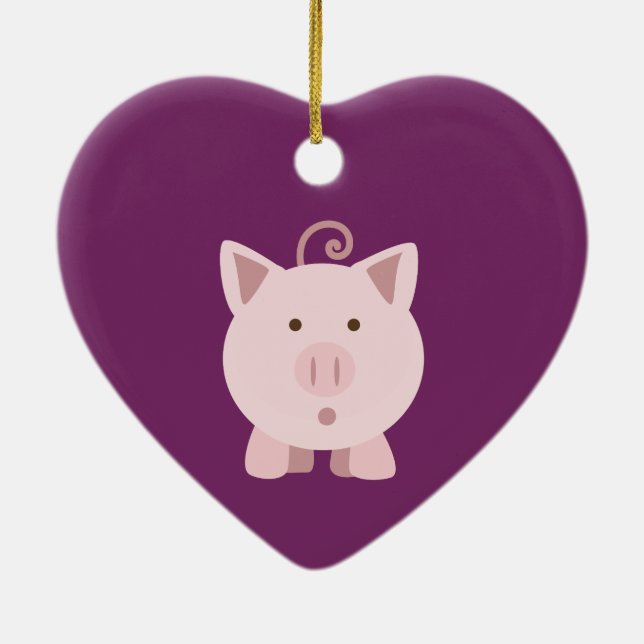 Cute Surprised Pig Ceramic Tree Decoration (Back)