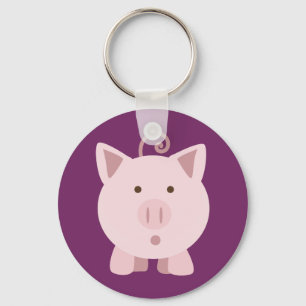 Cute Surprised Pig Key Ring