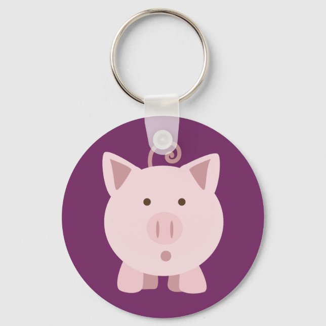 Cute Surprised Pig Key Ring (Front)