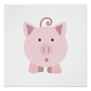Cute Surprised Pig Poster