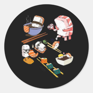 Cute Sushi Anime Kawaii Otaku Manga Set Japanese F Classic Round Sticker