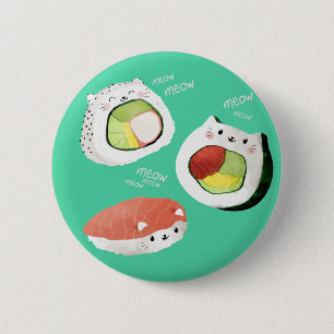Cute Sushi Cat 6 Cm Round Badge