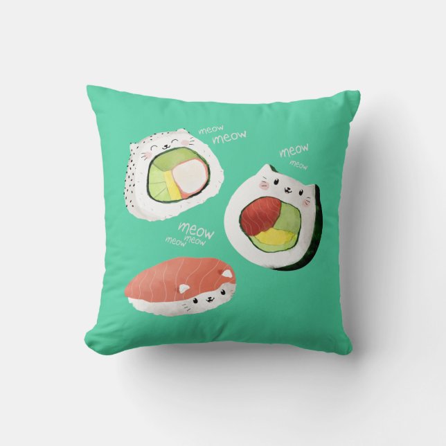 Cute Sushi Cat Cushion (Front)