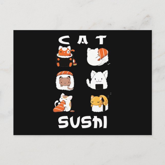 Cute Sushi Cat Japanese Food Postcard (Front)
