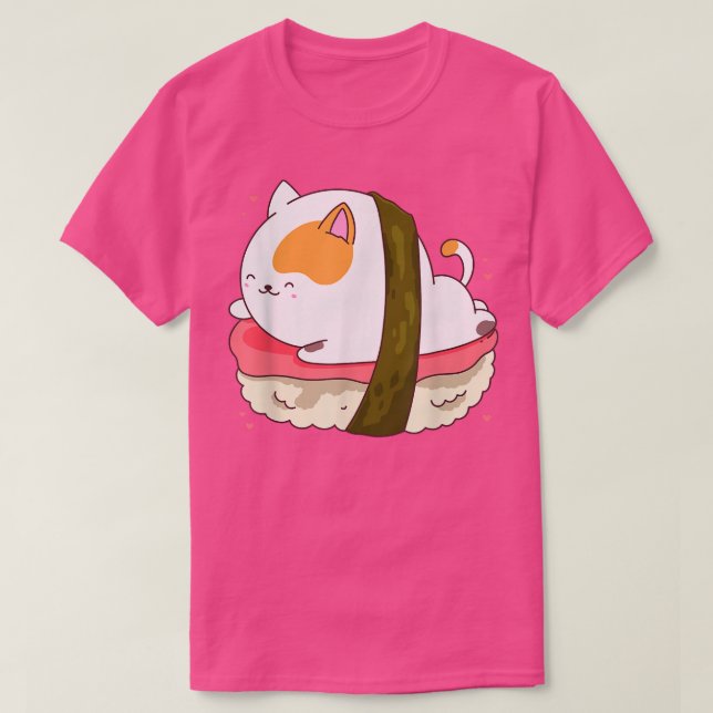 Cute Sushi Cat Kawaii Anime Neko Animal Pet Japan  T-Shirt (Design Front)