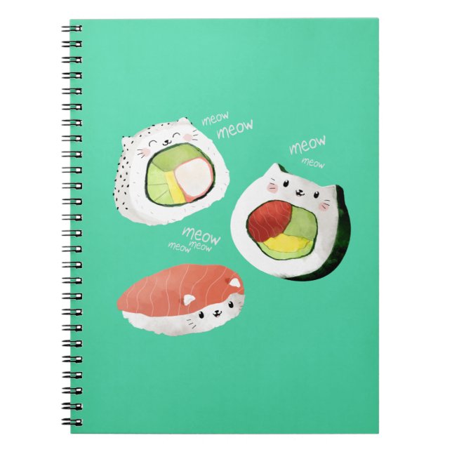 Cute Sushi Cat Notebook (Front)