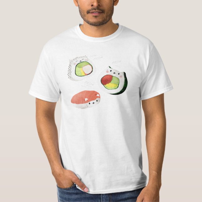 Cute Sushi Cat T-Shirt (Front)