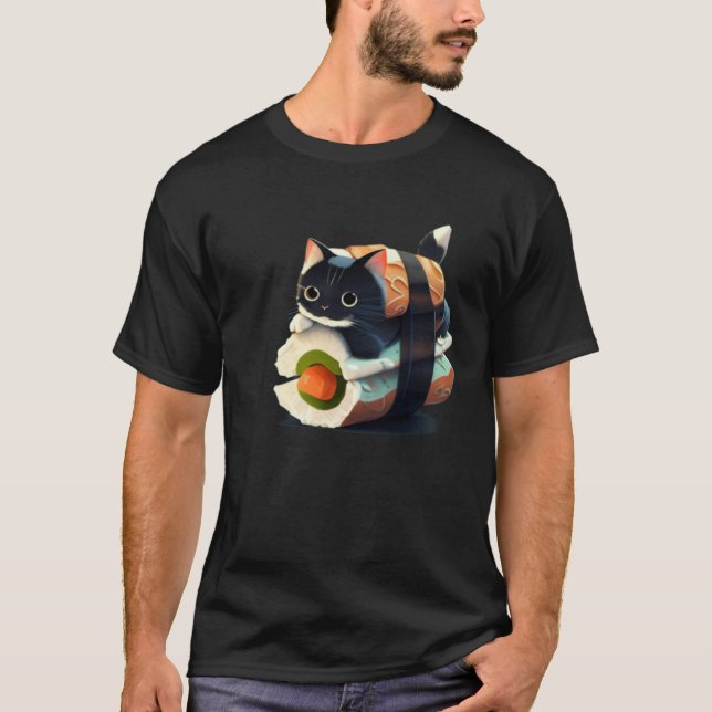 Cute Sushi Cat T-Shirt (Front)