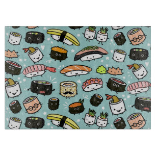 Cute Sushi Characters Kawaii Sushi Patterned Cutting Board