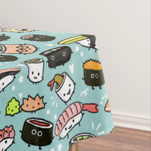 Cute Sushi Characters   Kawaii Sushi Patterned Tablecloth