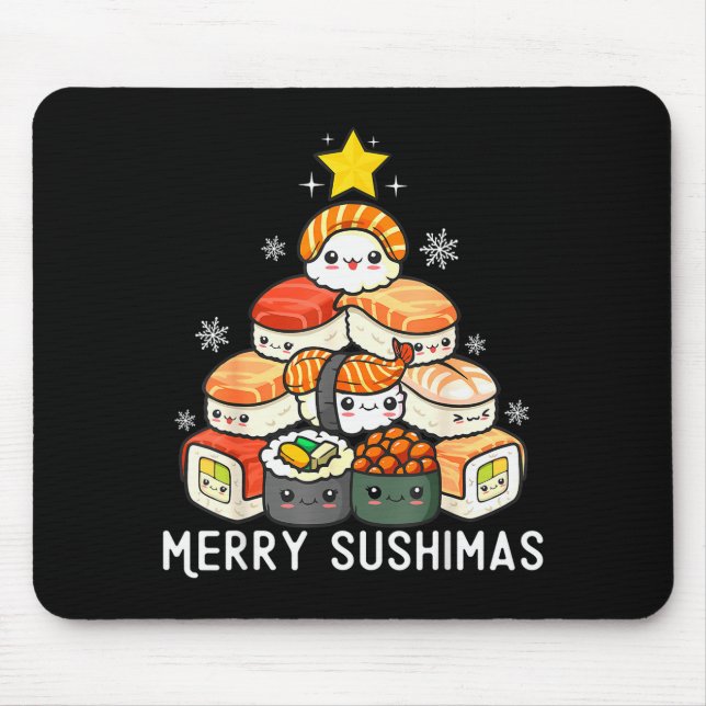 Cute Sushi Christmas Tree Fast For Food Lover Men  Mouse Mat (Front)
