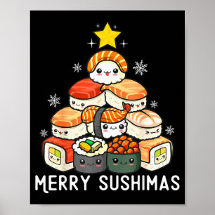 Cute Sushi Christmas Tree Fast For Food Lover Men Poster