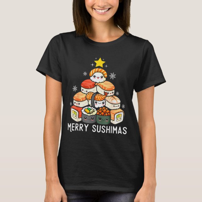 Cute Sushi Christmas Tree Fast For Food Lover Men  T-Shirt (Front)