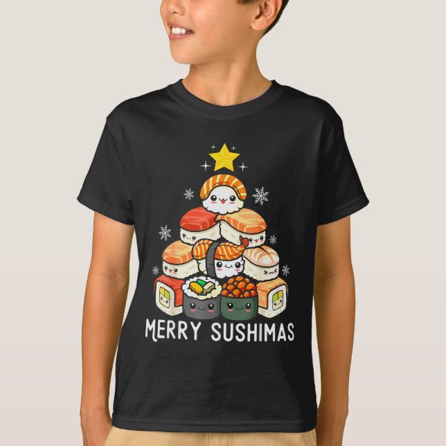 Cute Sushi Christmas Tree Fast For Food Lover Men  T-Shirt (Front)