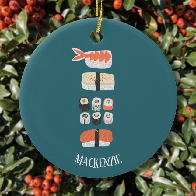 Cute Sushi Custom Name Ceramic Tree Decoration (Creator Uploaded)
