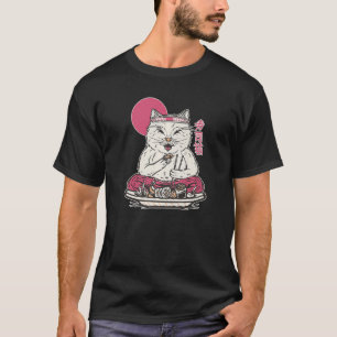 Cute Sushi Eating Cat Animal Japan Food Pet 1 T-Shirt