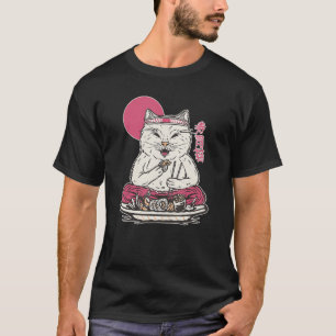 Cute Sushi Eating Cat Animal Japan Food Pet 3 T-Shirt