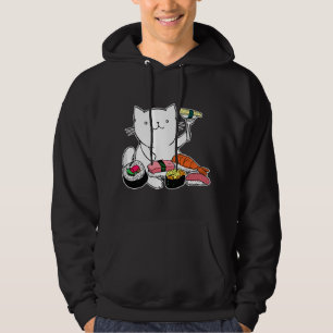 Cute Sushi Eating Cat Funny Animal Pet Japan Food Hoodie