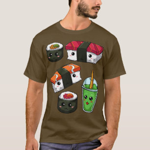 Cute Sushi Hug Salmon Maki Anime Japanese Manga Te T-Shirt